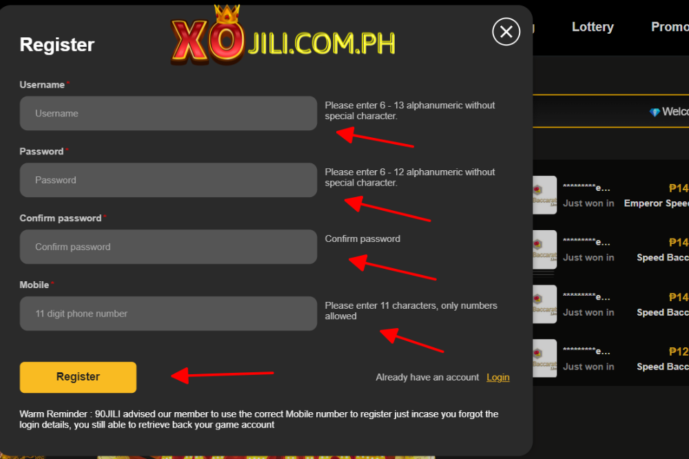 Detailed instructions for you on how to quickly register an account and log in at Xojili